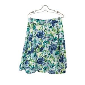 💥2 for 1💥 Handmade Floral Blue and Green Women's Pleated Skirt